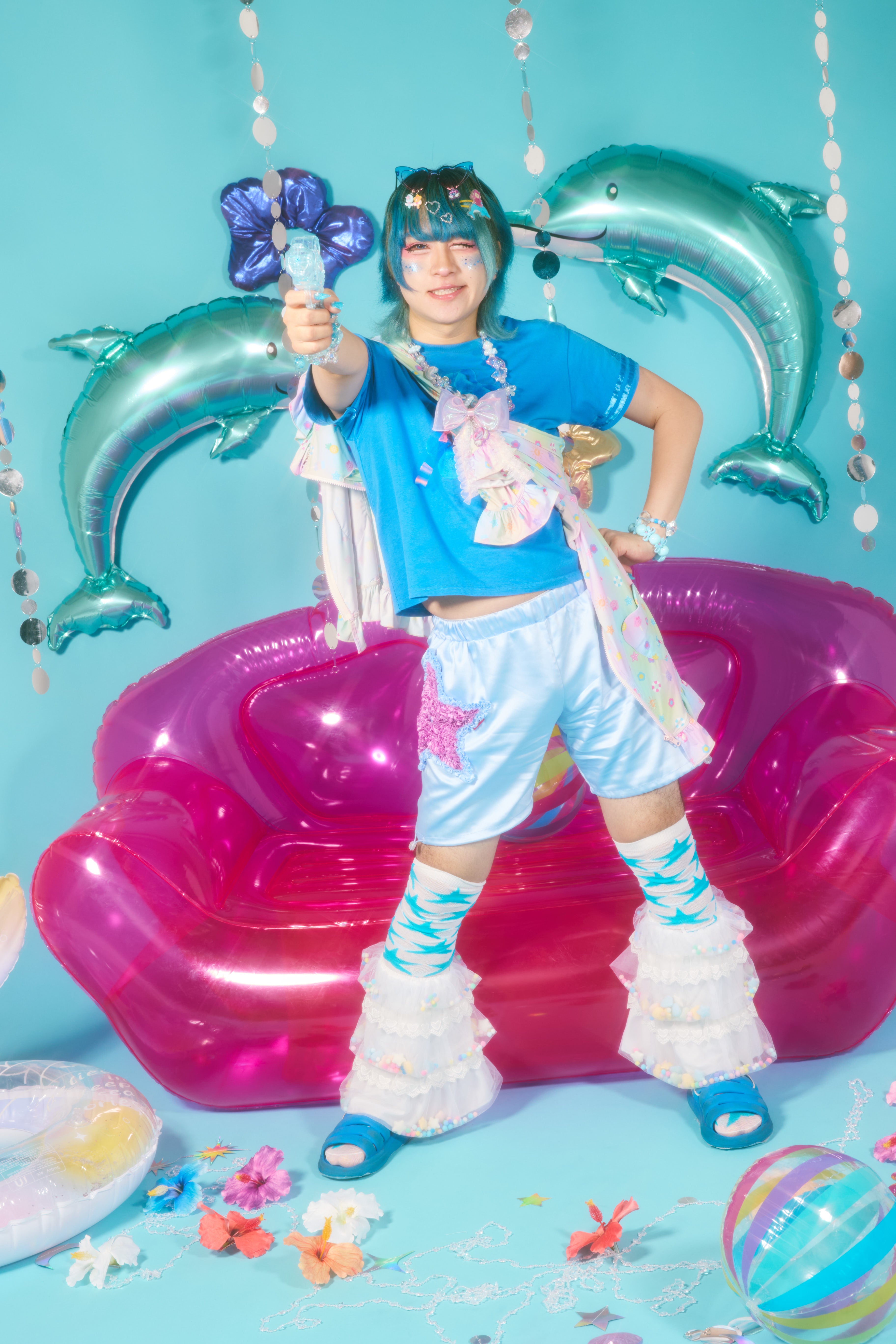 チュールポンポンフリルアクセ