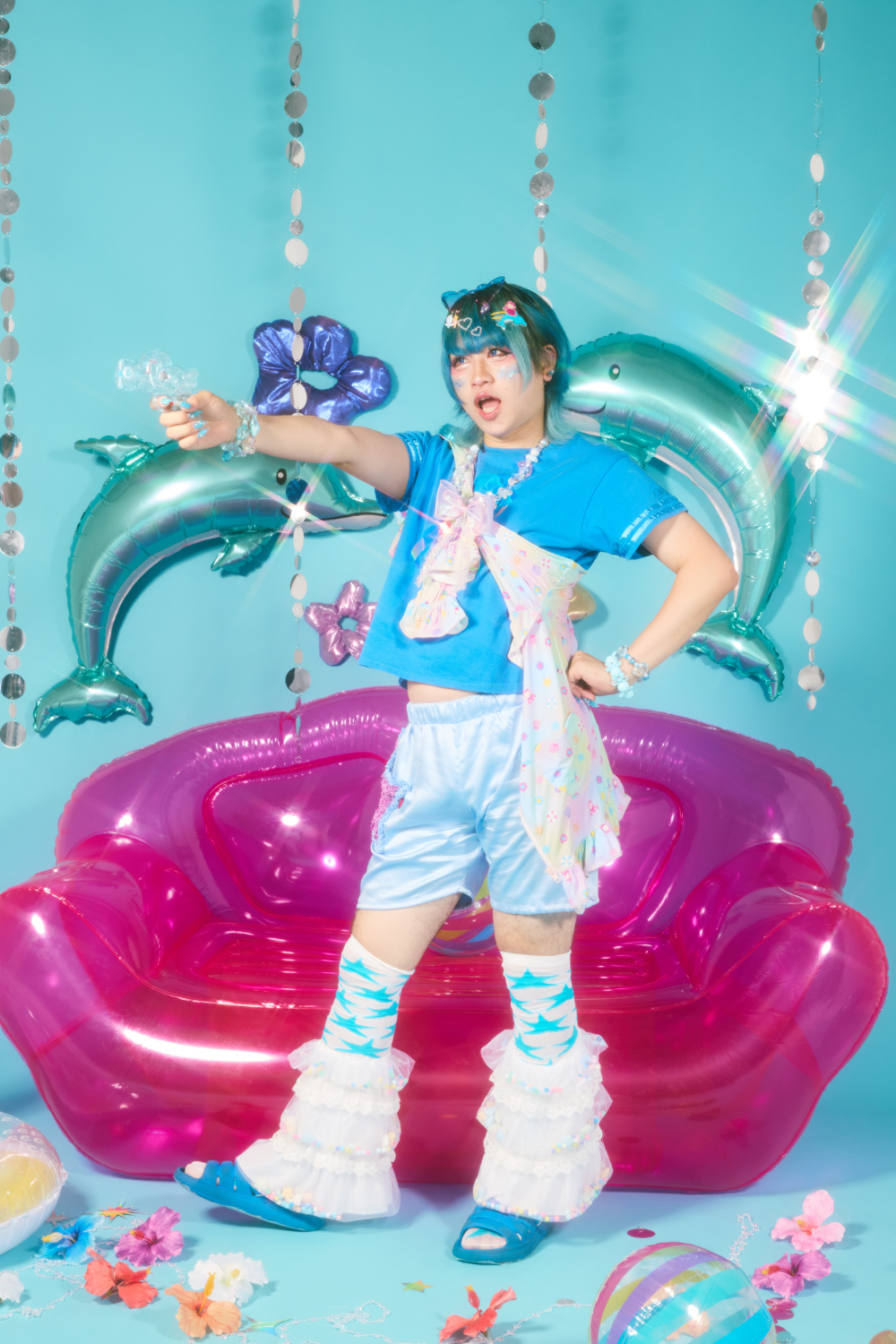 チュールポンポンフリルアクセ