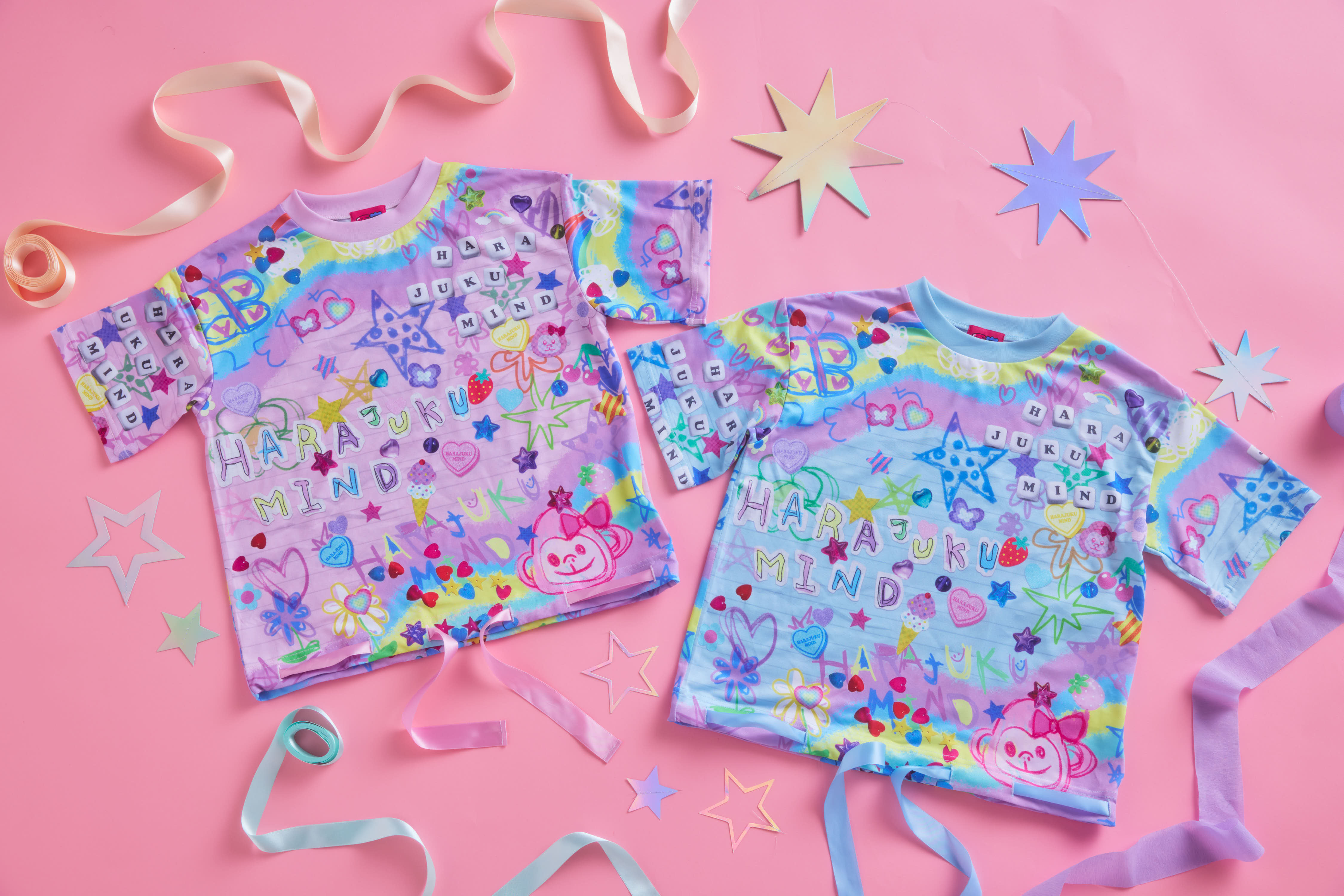 送料０円♡原宿限定リボントップス♡最安値 お絵描きリボンビッグTシャツ - 原宿MIND